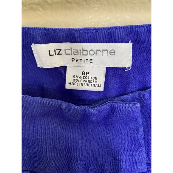 Liz Claiborne Womens Petite Royal Blue Stretch Cropped Pants Size 8P cotton - Picture 3 of 8